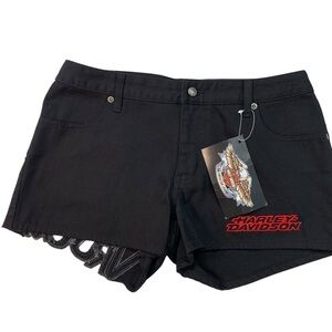 HARLEY-DAVIDSON VROOM Black Denim Shorts — Size 6‎ — NWT